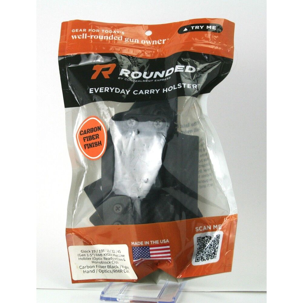 Rounded IWB Kydex Holster Glock 19 19X 23 32 45 Carbon Fiber RH Holster